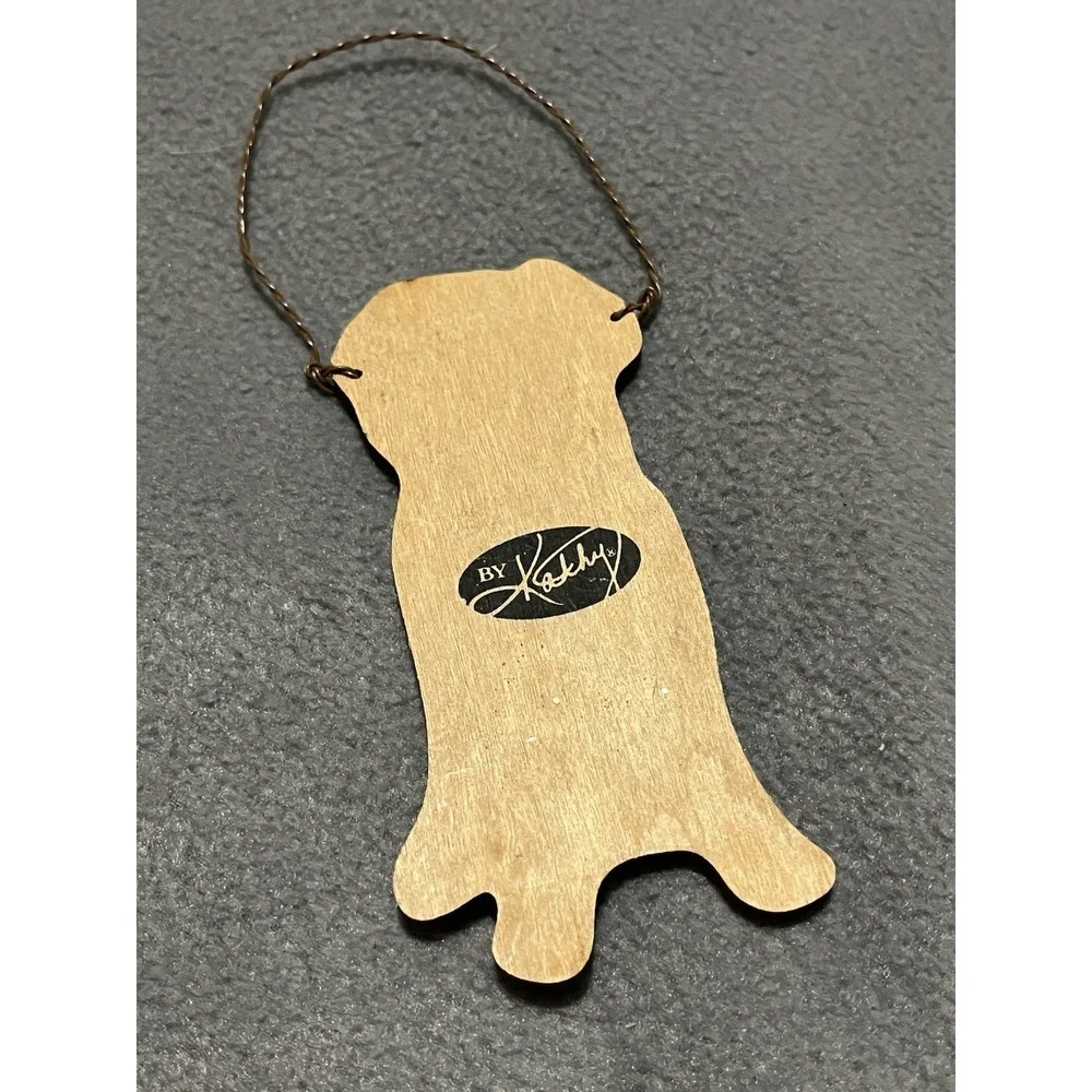 CHRISTMAS SHOPPE ~ BY KATHY‎ ~ GOLDEN LABRADOR RETRIEVER WOOD ORNAMENT